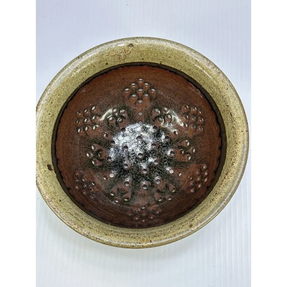 Hand Thrown Art Pottery Colander Strainer Fruit Berries Glossy Finish 4